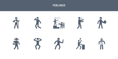 10 feelings vector icons such as sick human, awesome human, awful human, bad beautiful contains better blah blessed bo broken feelings icons