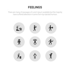9 round vector icons such as anxious human, sick human, awesome human, awful bad contains beautiful better blah blessed anxious sick icon3_, gray feelings icons