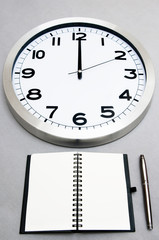 Notebook and clock