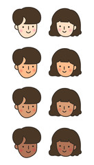 Couple Face with Skin Tone Vector Illustration