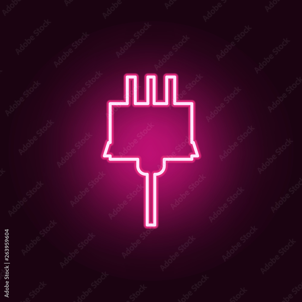 Poster electrical plug icon. elements of web in neon style icons. simple icon for websites, web design, mob