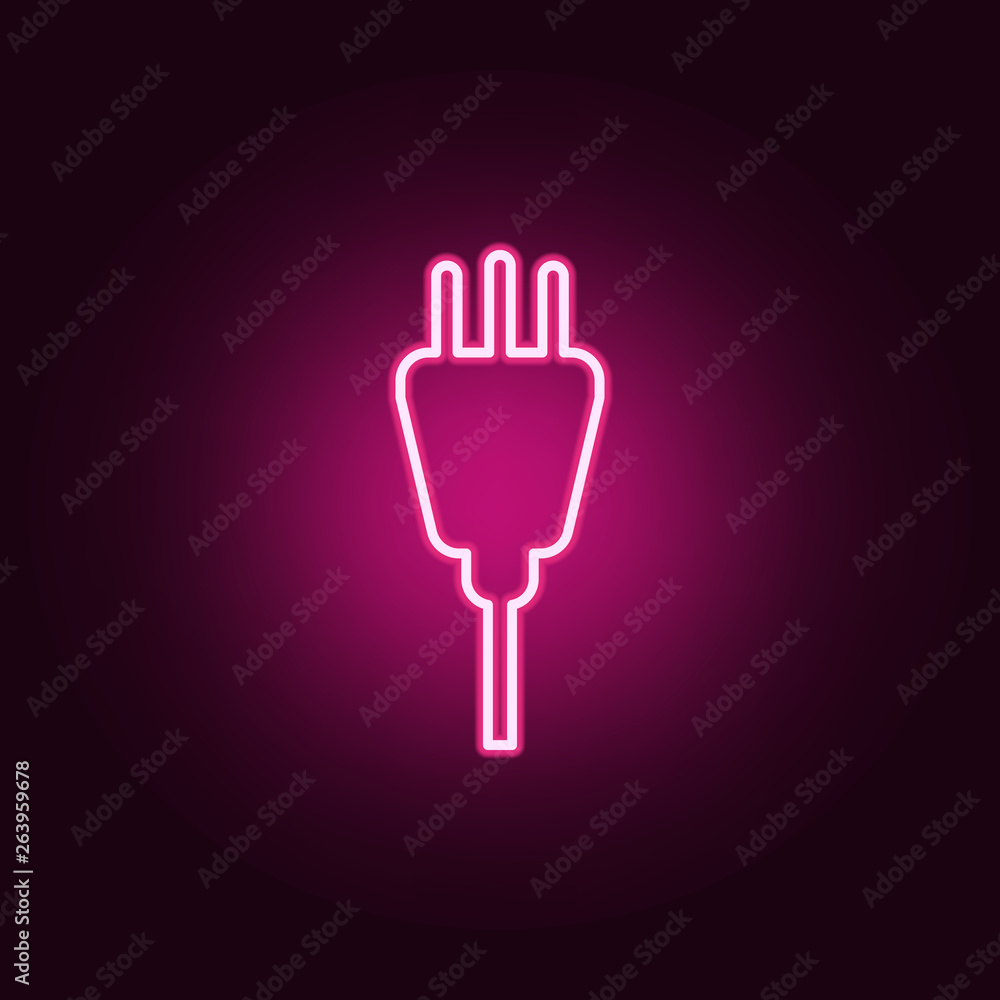 Poster electrical plug icon. elements of web in neon style icons. simple icon for websites, web design, mob