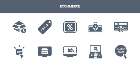 10 ecommerce vector icons such as online order, online payment, online shopping, pay, pay per click contains payment method, payment security, percent, price tag, product. ecommerce icons