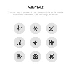 9 round vector icons such as valkyrie, vampire, viking ship, warrior, werewolf contains witch, wizard, yeti, zeus. valkyrie, vampire, icon3_, gray fairy tale icons