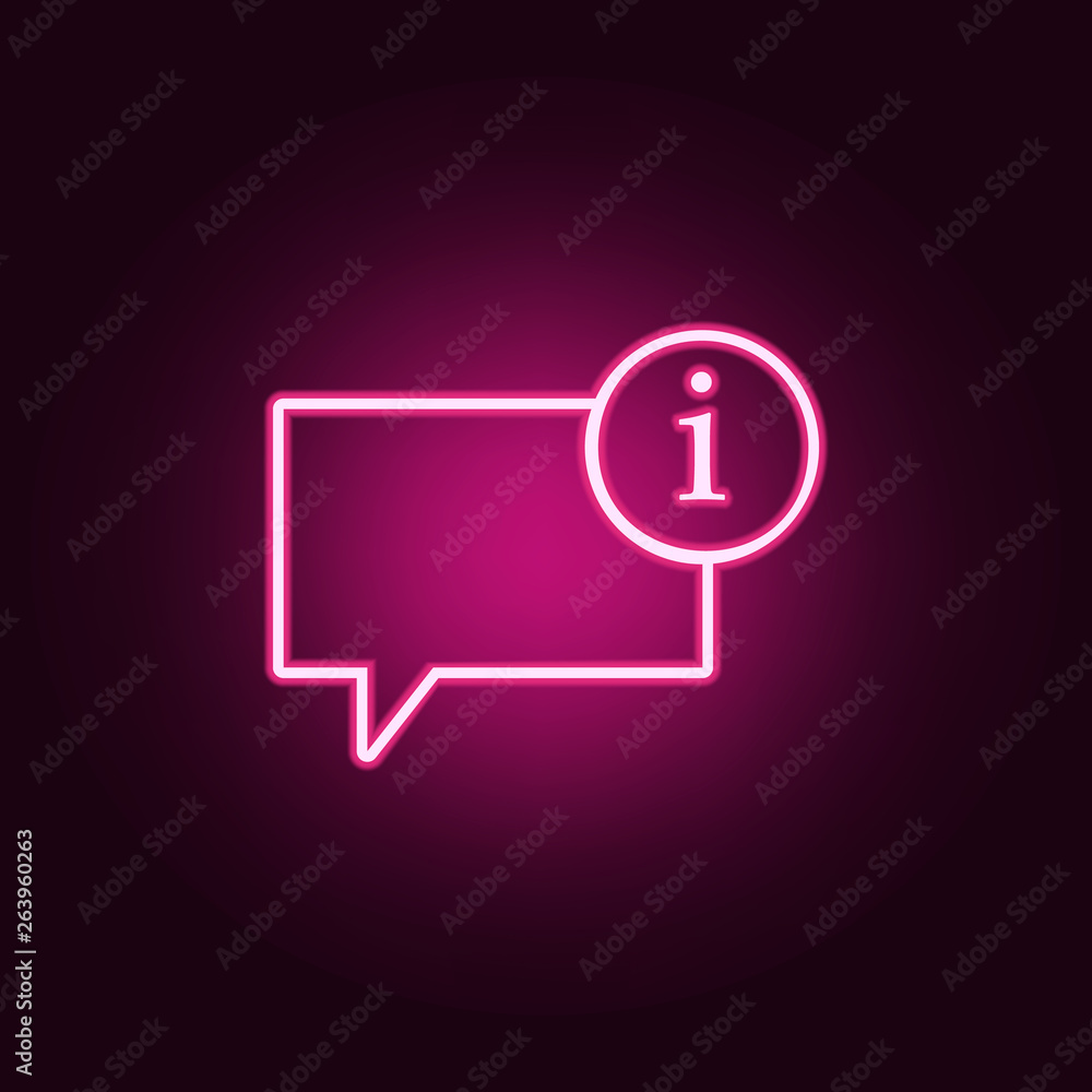 Poster bubbles of communication with the sign of information icon. elements of web in neon style icons. sim