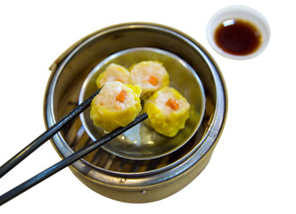 Chinese steamed shrimp dumpling, focus selective