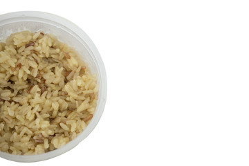 Brown rice isolated on white background.Clipping path.