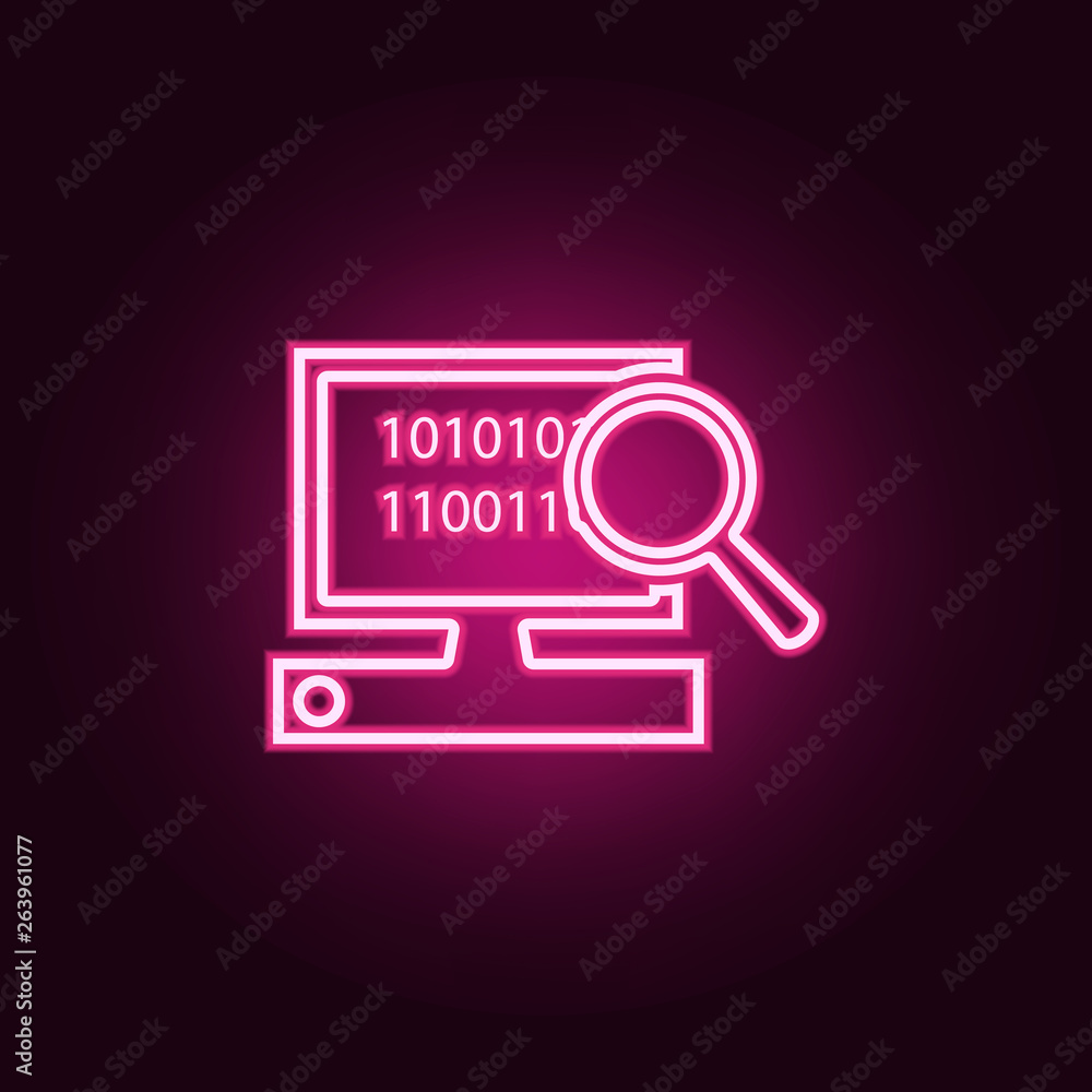 Poster search on computer icon. elements of web in neon style icons. simple icon for websites, web design, 