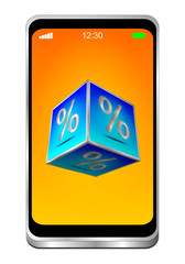 Smartphone with Discount Button - 3D illustration