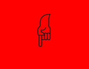 Fototapeta premium Creative linear logo hand icon on red background for business company