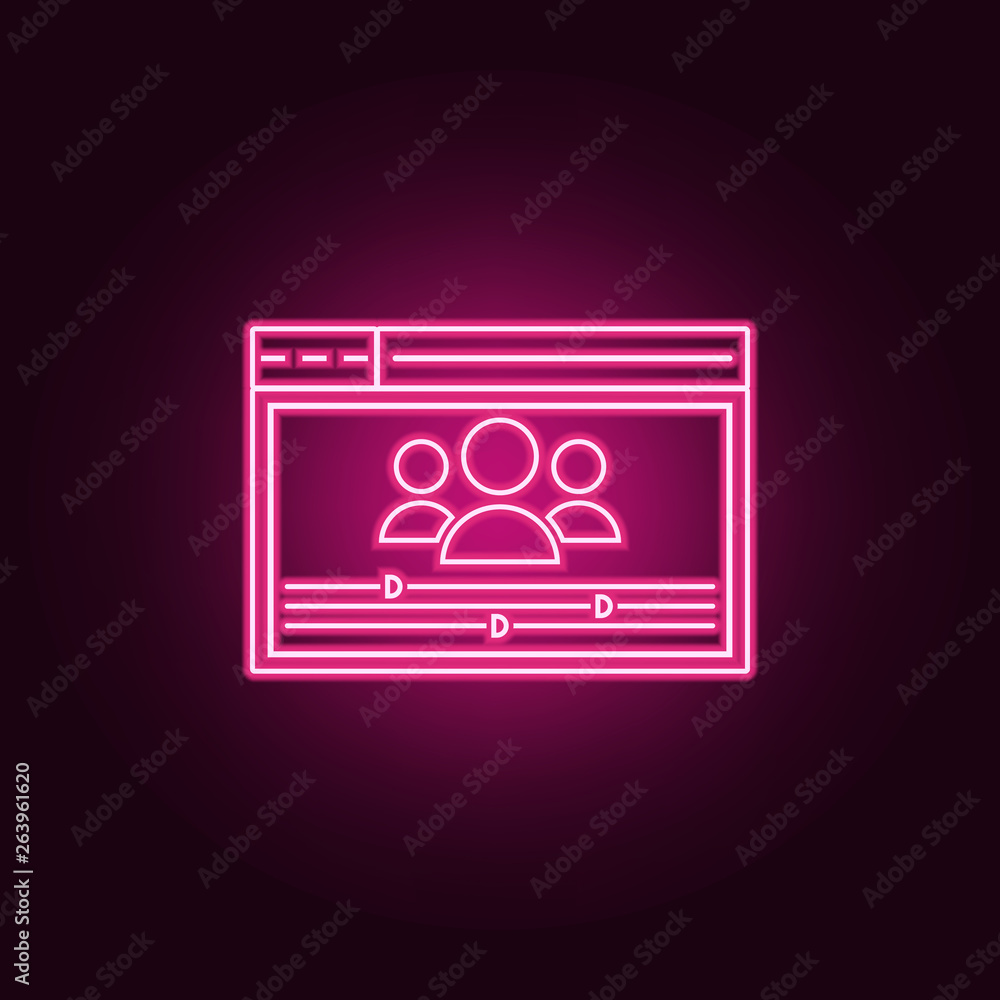 Poster user settings icon. elements of web development in neon style icons. simple icon for websites, web d