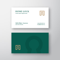 Naklejka na ściany i meble Home Lock Real Estate Abstract Elegant Vector Logo and Business Card Template. Premium Stationary Realistic Mock Up. Modern Typography and Soft Shadows.
