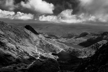 The Miners Trail, Mt Snowdon Black and White 