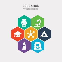 Obraz premium simple set of student, paint tube, rulers, chemistry icons, contains such as icons mortarboard, microscope, watch and more. 64x64 pixel perfect. infographics vector