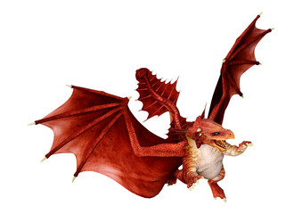 Naklejka premium 3D Rendering Fairy Tale Dragon on White