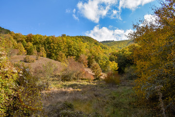 Fototapeta na wymiar View over the surroundings hills and mountains during autumn, Macedonia