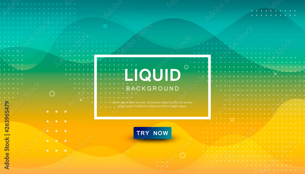 Poster modern blue and orange gradient dynamic background. geometric fluid with halftone shape composition.