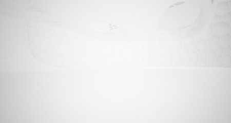 Abstract white parametric interior with window. 3D illustration and rendering.