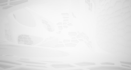 Abstract white parametric interior with window. 3D illustration and rendering.