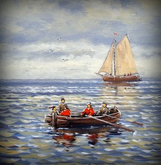 Obraz premium Sailing ship on the sea. Oil paintings landscape, fine ar