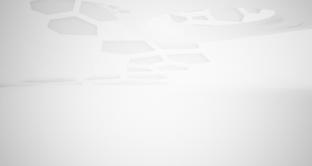 Abstract white parametric interior with window. 3D illustration and rendering.