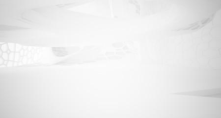Abstract white parametric interior with window. 3D illustration and rendering.
