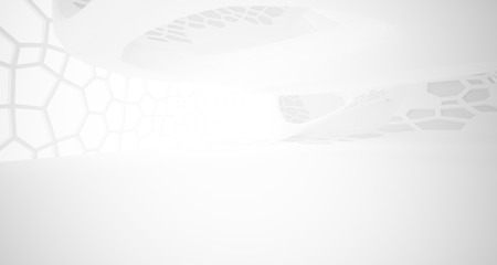 Abstract white parametric interior with window. 3D illustration and rendering.