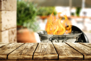 Desk of free space and grill time 