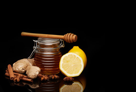 Honey, lemon and spices.
