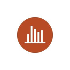 Graph and diagram icon in negative space on dark orange circle.- vector