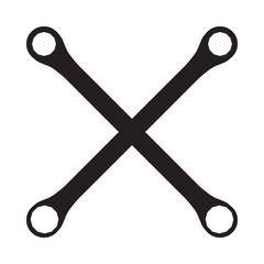 Silhouette icon of crossed wrenches. Workshop, mechanic, repair service logo template. Clean and modern vector illustration.