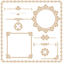 Vintage set of floral elements for the design of invitations, frames, menus.
