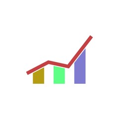 Graphic icon with a significant increase with full color bar.- vector