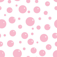 Vector Seamless pattern with pink air bubbles isolated on white background.
