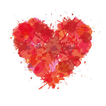 Heart Made With Color Stain. Love Grunge Vector Illustration..