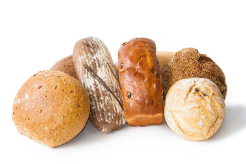 Delicious freshly baked bread isolated on white background