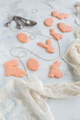 Unfrosted Pink Easter Sugar Cookies 