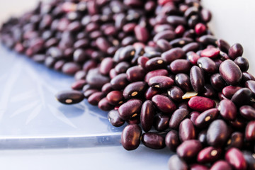 .Beans on a black background