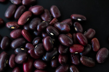 .Beans on a black background