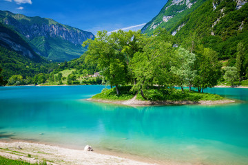 beautiful landscape with the island in the centre of the lake Tenno