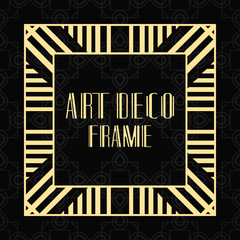 Modern art deco frame. Vintage ornamental border. Design a template for invitations, leaflets, greeting cards and packaging of luxury products. Retro luxury background. Vector illustration