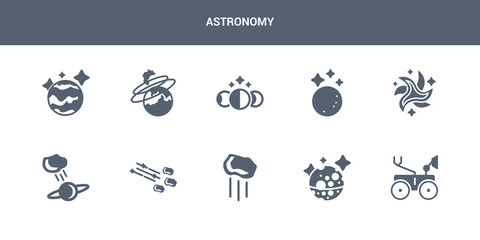10 astronomy vector icons such as mars rover, mercury, meteor, meteor shower, meteorite contains milky way, moon, moon phases, nebula, neptune. astronomy icons © CoolVectorStock