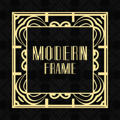 Obraz premium Vintage ornamental modern art deco border frame for invitation and packaging of luxury products. Retro luxury background
