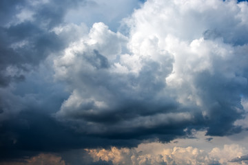 Scary epic sky with menacing clouds. Hurricane wind with a thunderstorm