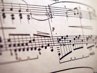 Fototapeta premium Close up of an old sheetmusic for classical piano.