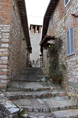 Fototapeta na wymiar Italy, Umbria: Old street in Corciano.