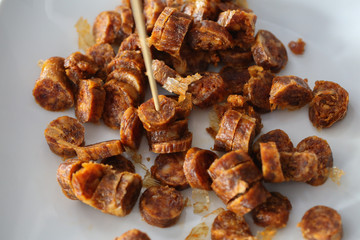 Close up of traditional homemade pork .sausage