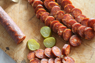Close up of traditional homemade pork .sausage