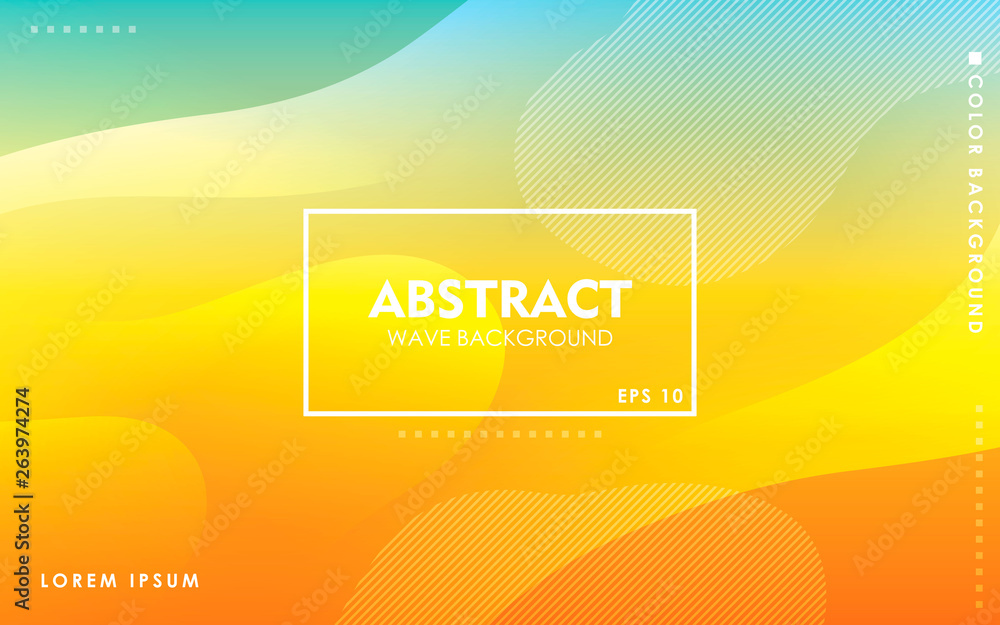 Poster dynamic wave background. modern yellow and blue gradient color wavy abstract shape composition. colo
