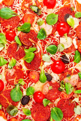 Sausage Pizza with Ham and tomatoes